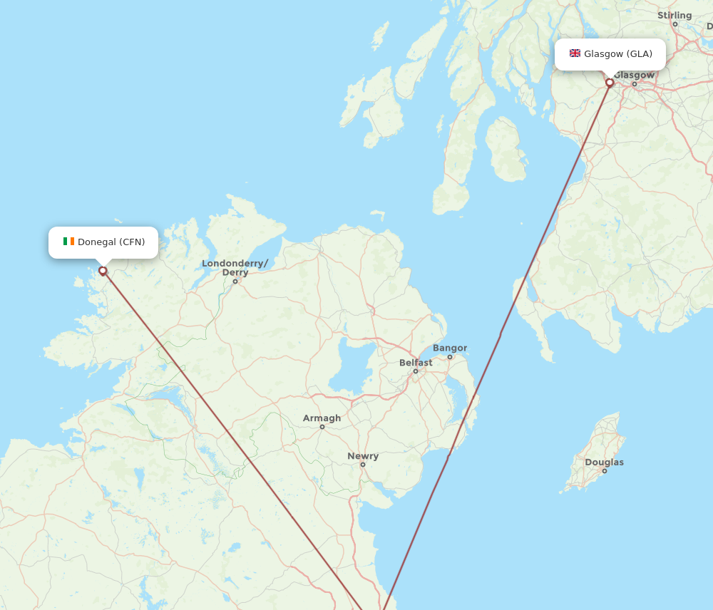 CFN to GLA flights and routes map