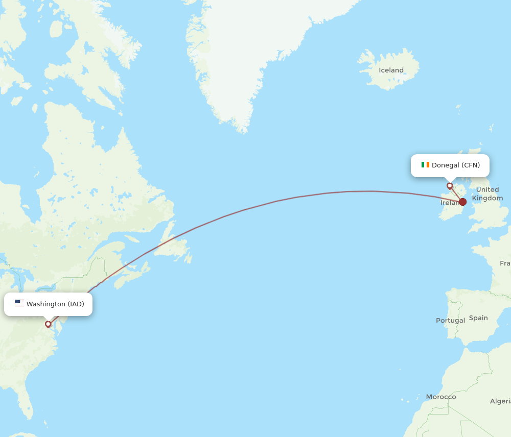 CFN to IAD flights and routes map