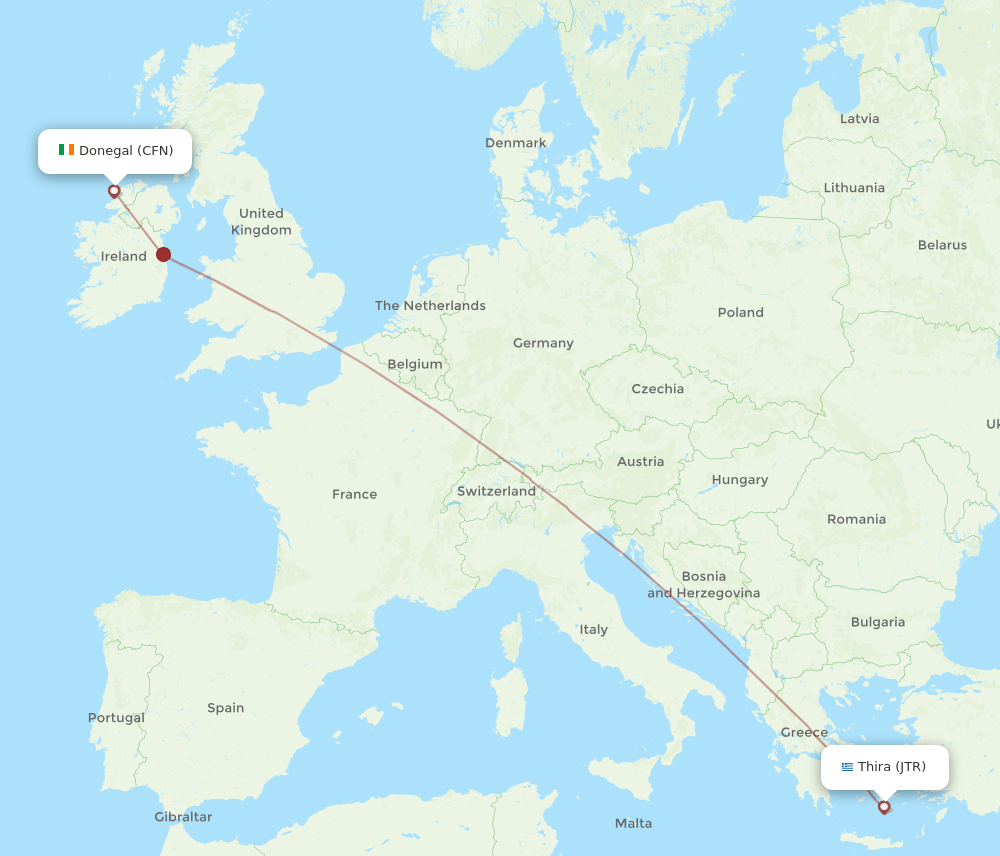 CFN-JTR flight routes