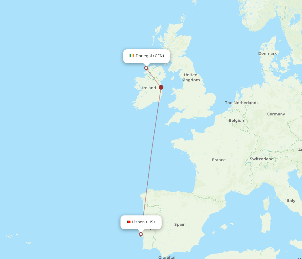 CFN to LIS flights and routes map