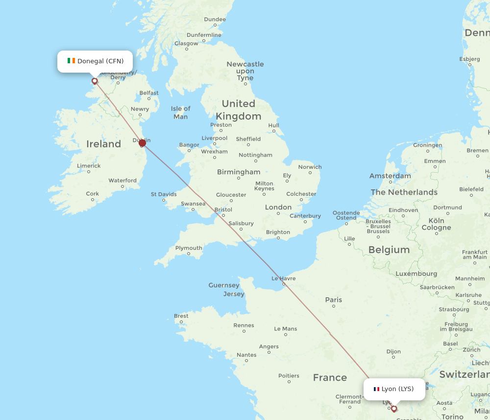 CFN to LYS flights and routes map