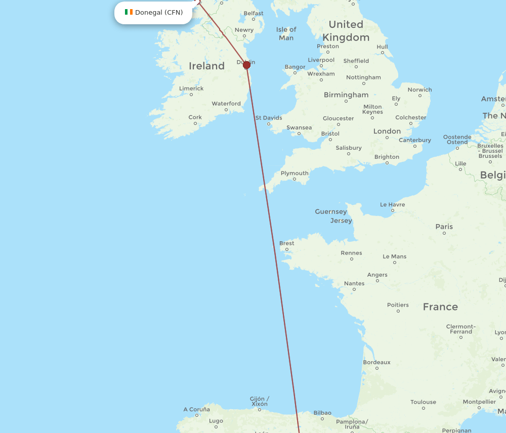 CFN-MAD flight routes