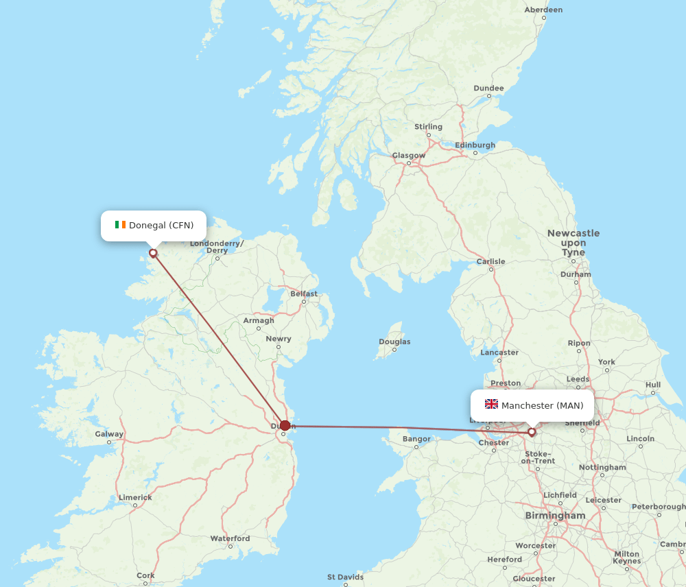 CFN to MAN flights and routes map