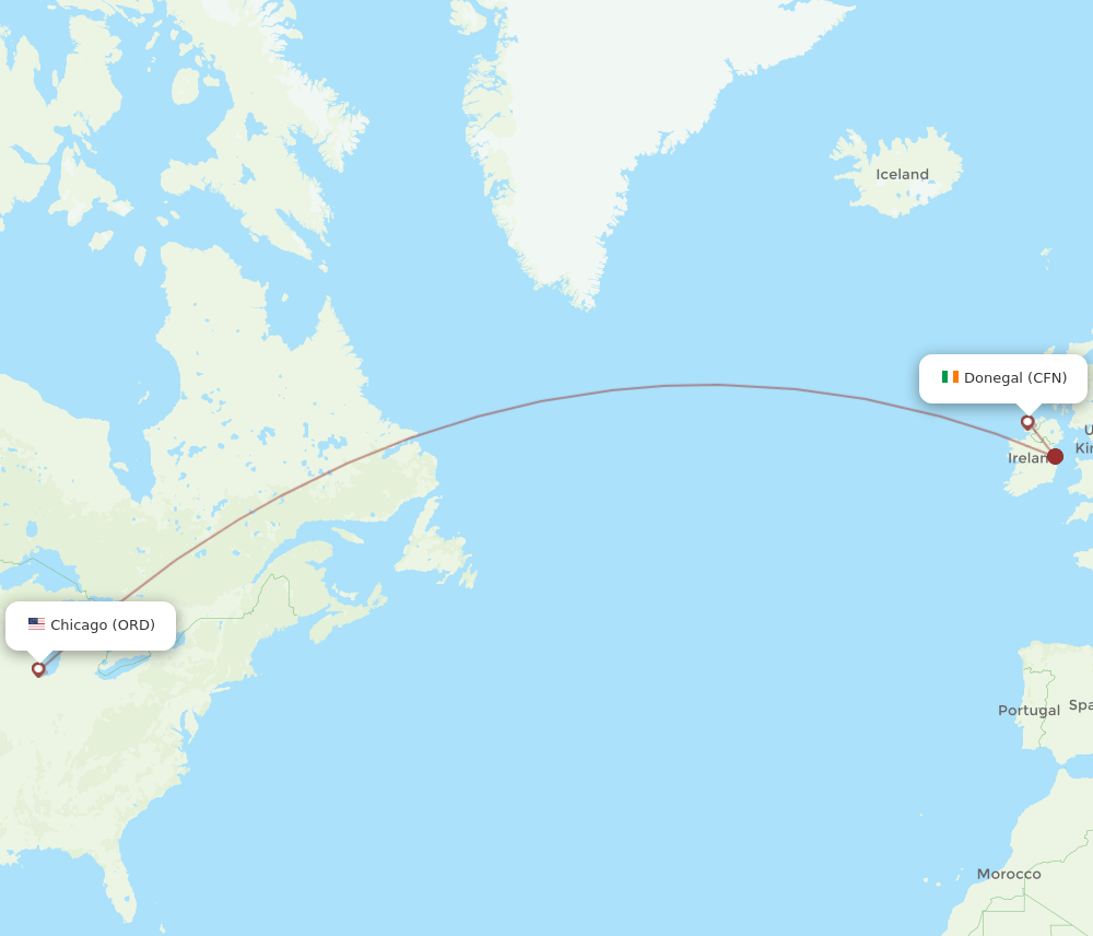 CFN to ORD flights and routes map