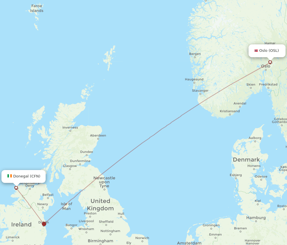CFN to OSL flights and routes map