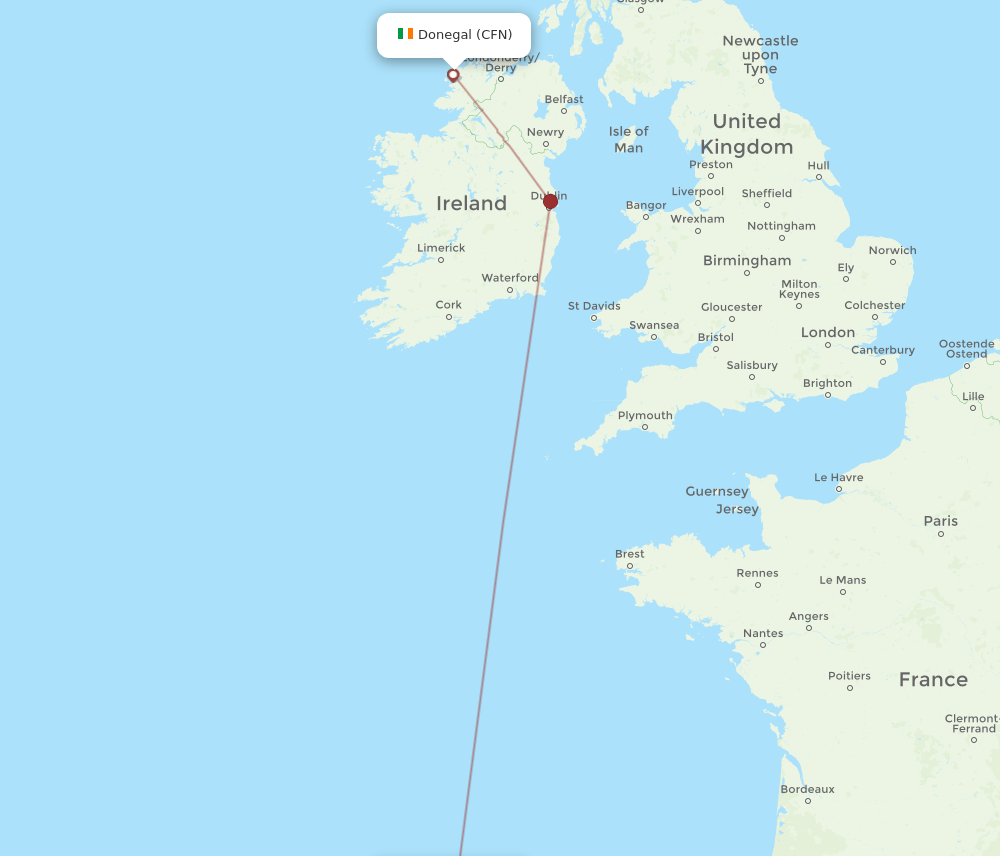 CFN to SCQ flights and routes map