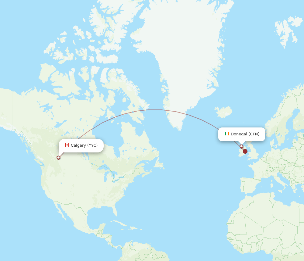 CFN to YYC flights and routes map