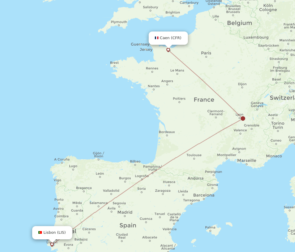 CFR-LIS flight routes