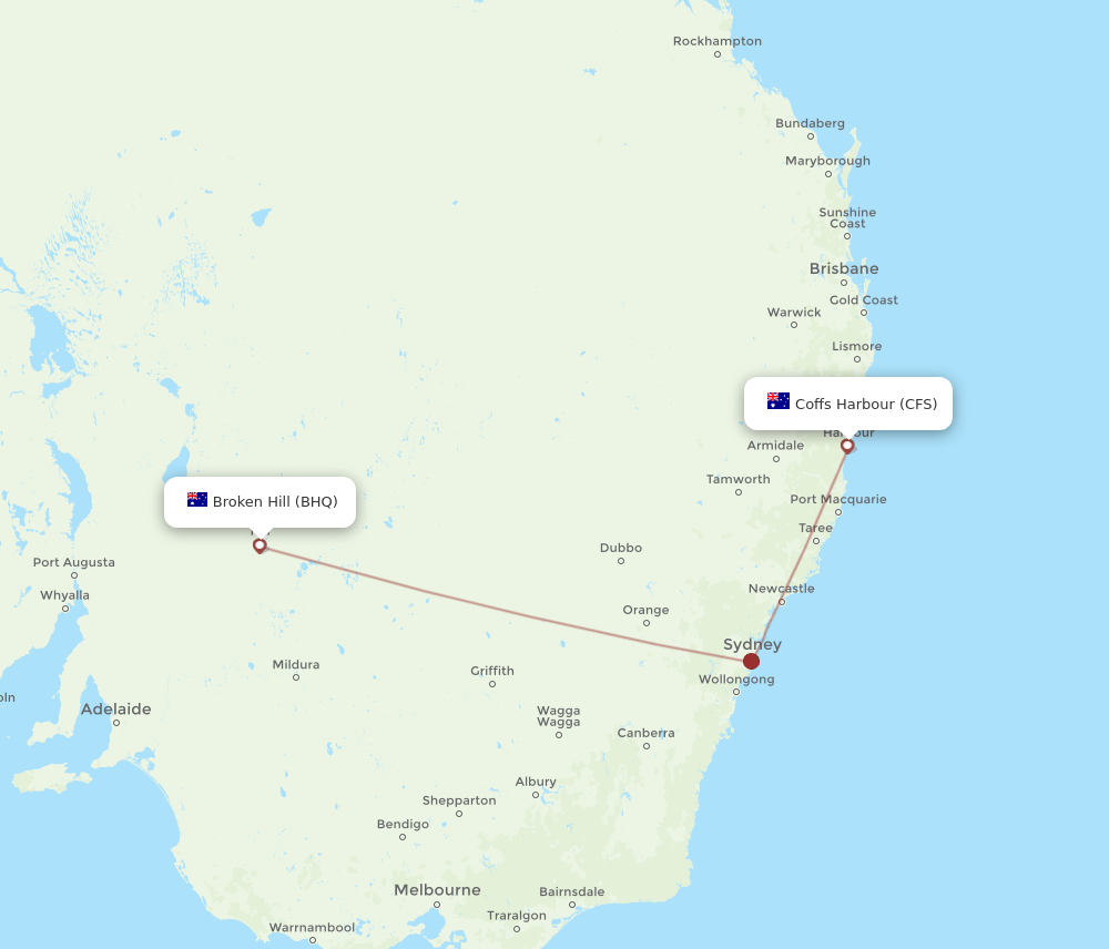 CFS to BHQ flights and routes map