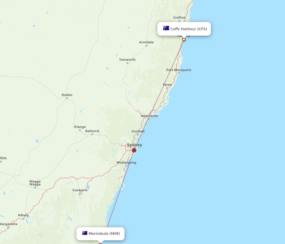 CFS to MIM flights and routes map