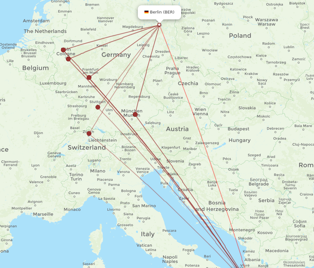 CFU to BER flights and routes map