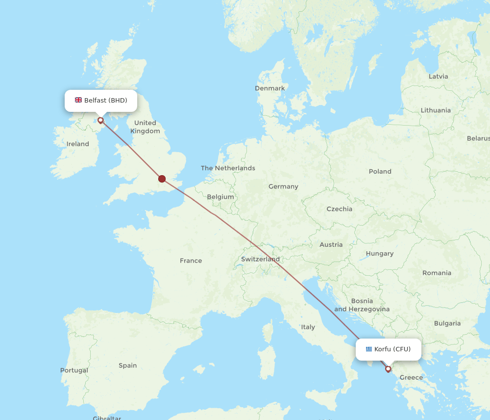 CFU to BHD flights and routes map
