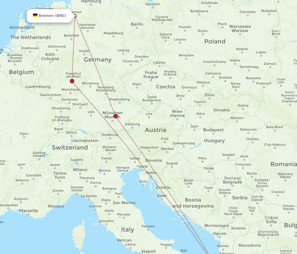CFU-BRE flight routes