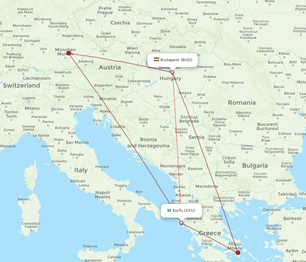 CFU-BUD flight routes