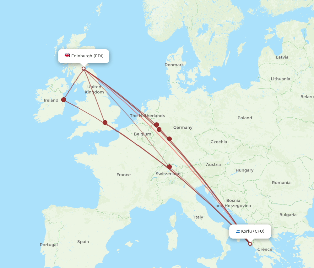 CFU-EDI flight routes