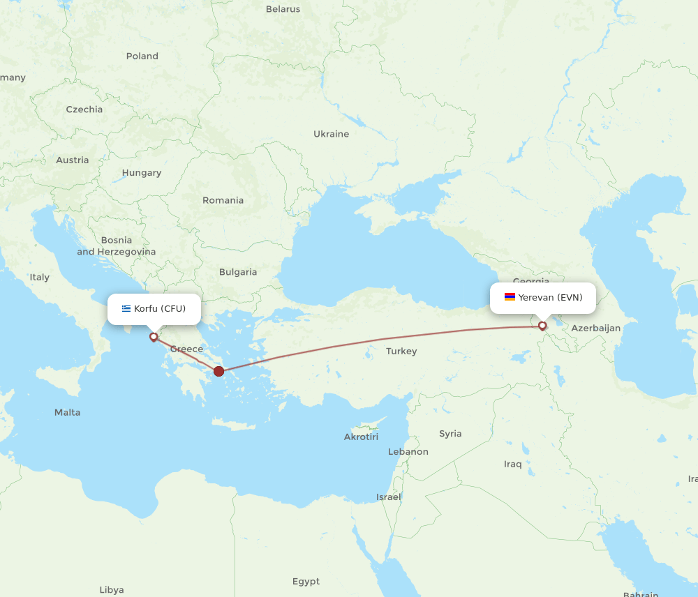 CFU-EVN flight routes