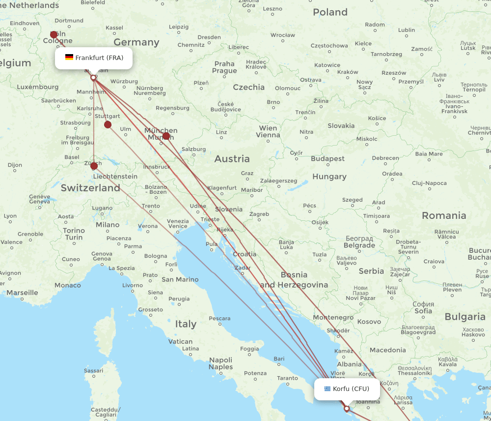 CFU-FRA flight routes