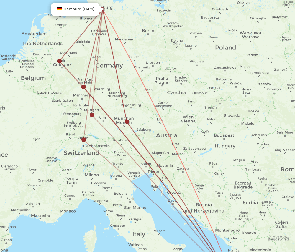 CFU to HAM flights and routes map