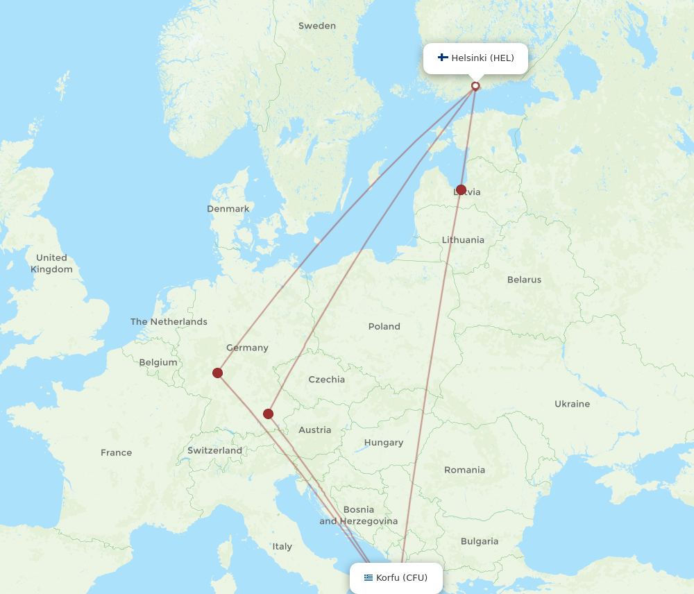 CFU to HEL flights and routes map