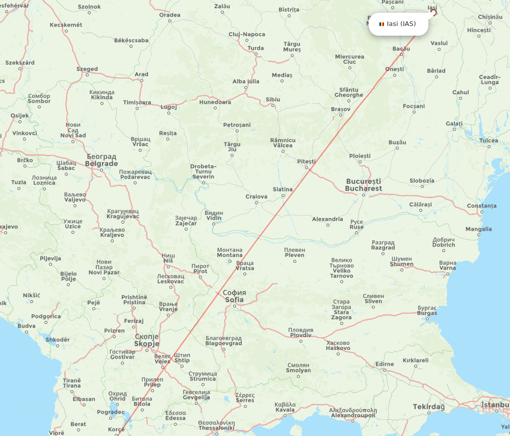 CFU to IAS flights and routes map