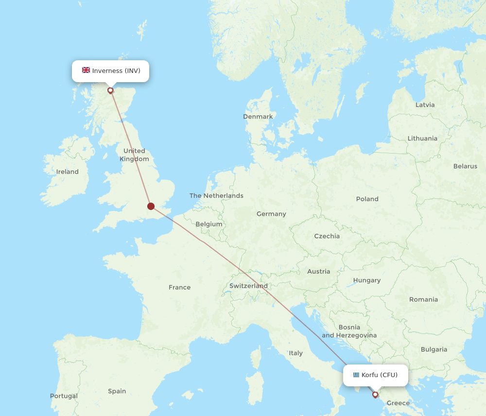 CFU to INV flights and routes map