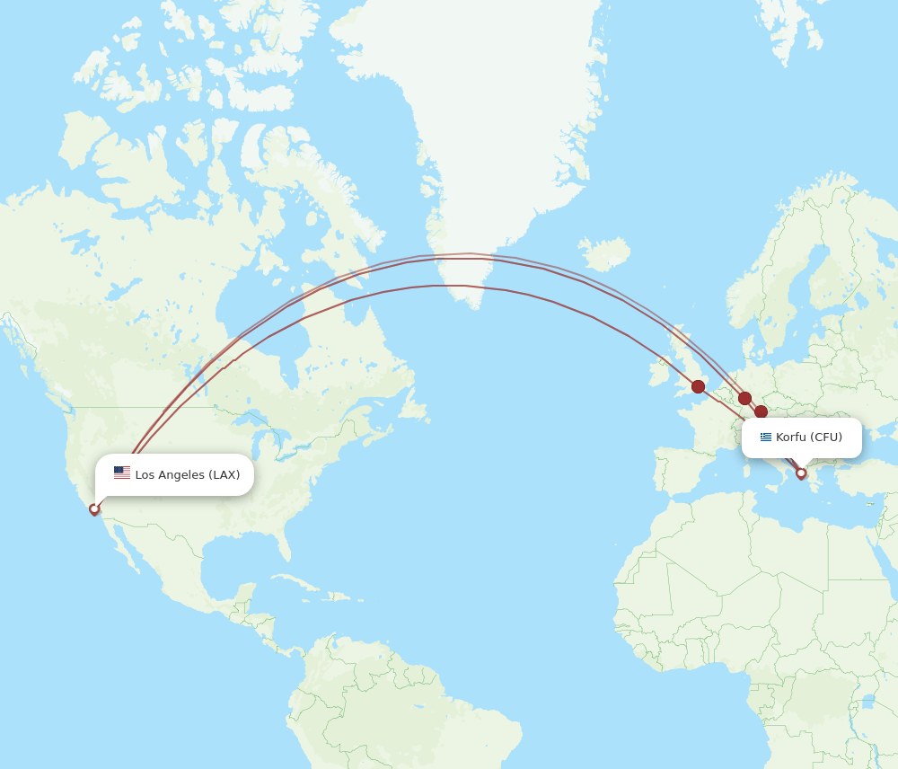 CFU-LAX flight routes
