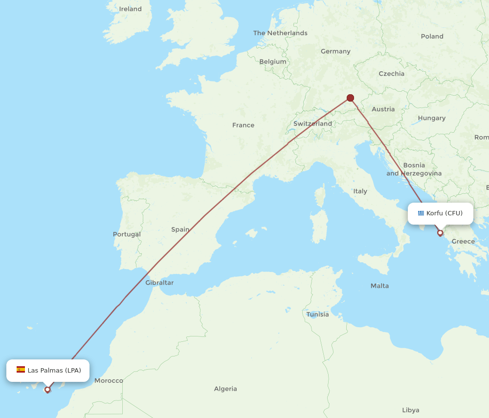 LPA to CFU flights and routes map