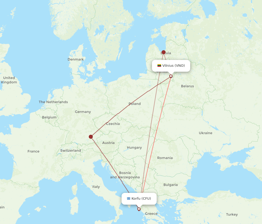 CFU-VNO flight routes