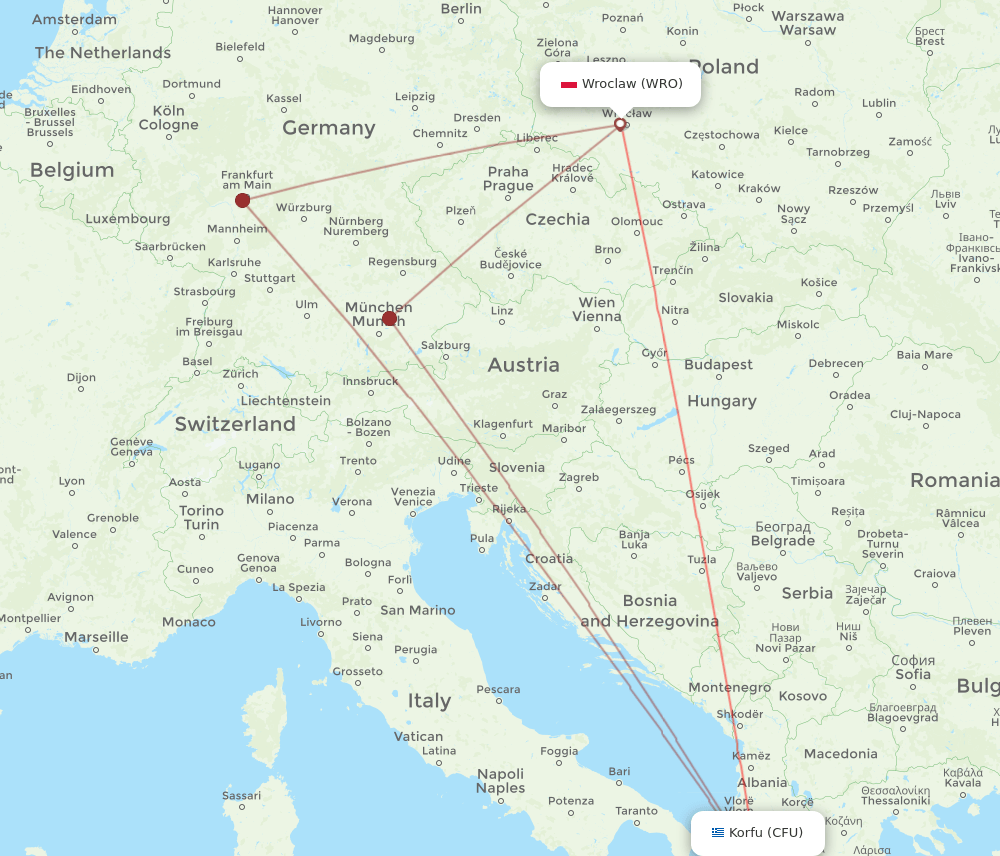 CFU-WRO flight routes
