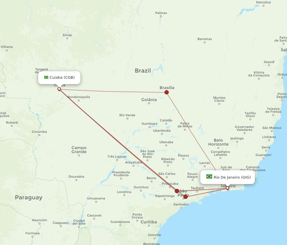 CGB to GIG flights and routes map
