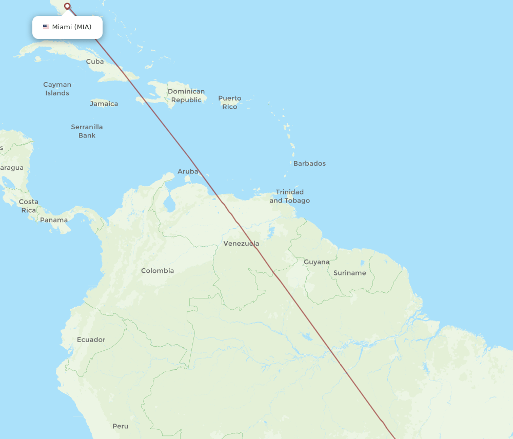 CGB to MIA flights and routes map