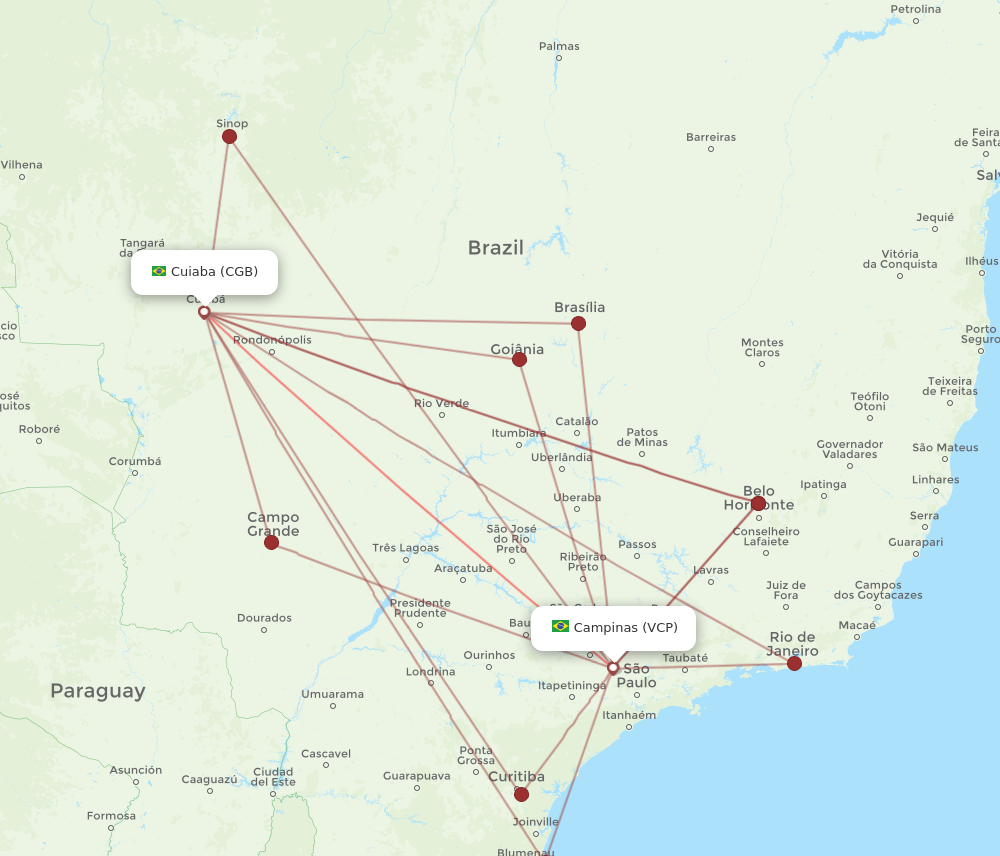 CGB to VCP flights and routes map