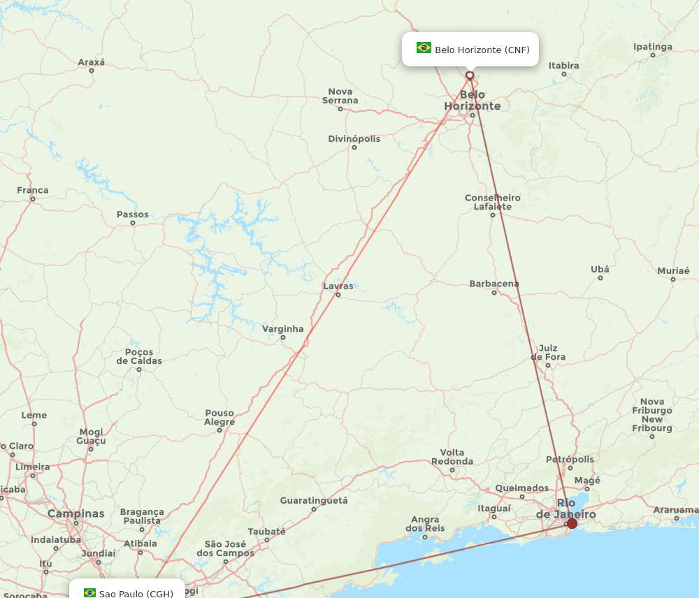 CGH to CNF flights and routes map