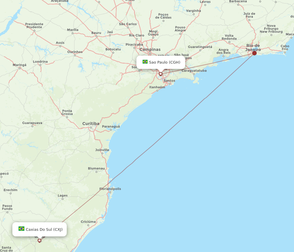 CGH to CXJ flights and routes map