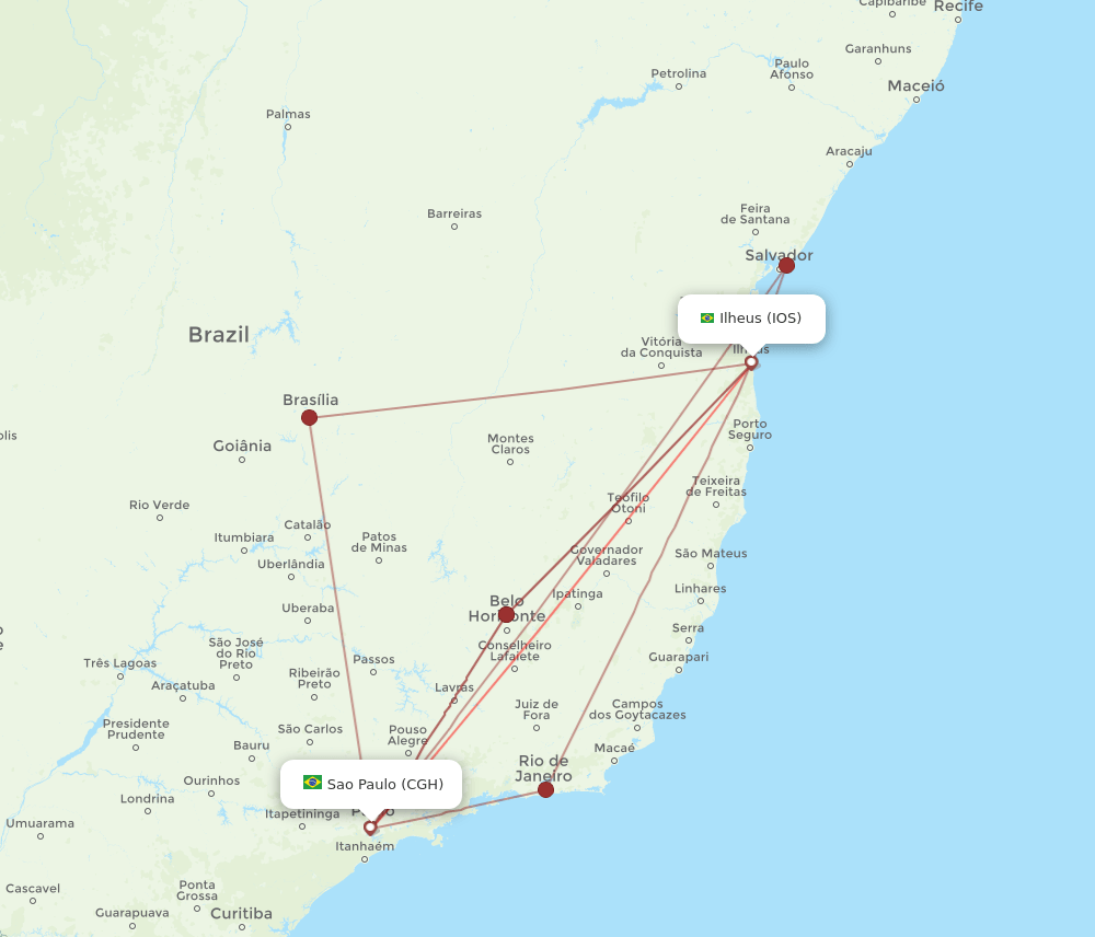 CGH to IOS flights and routes map