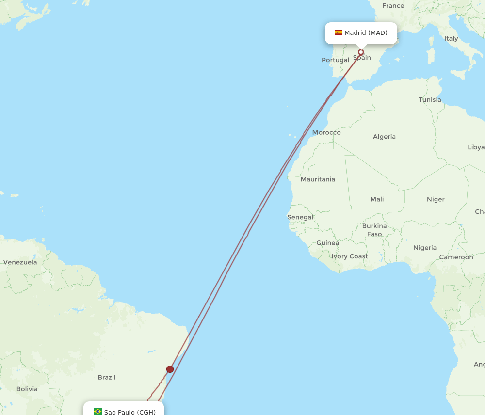CGH-MAD flight routes