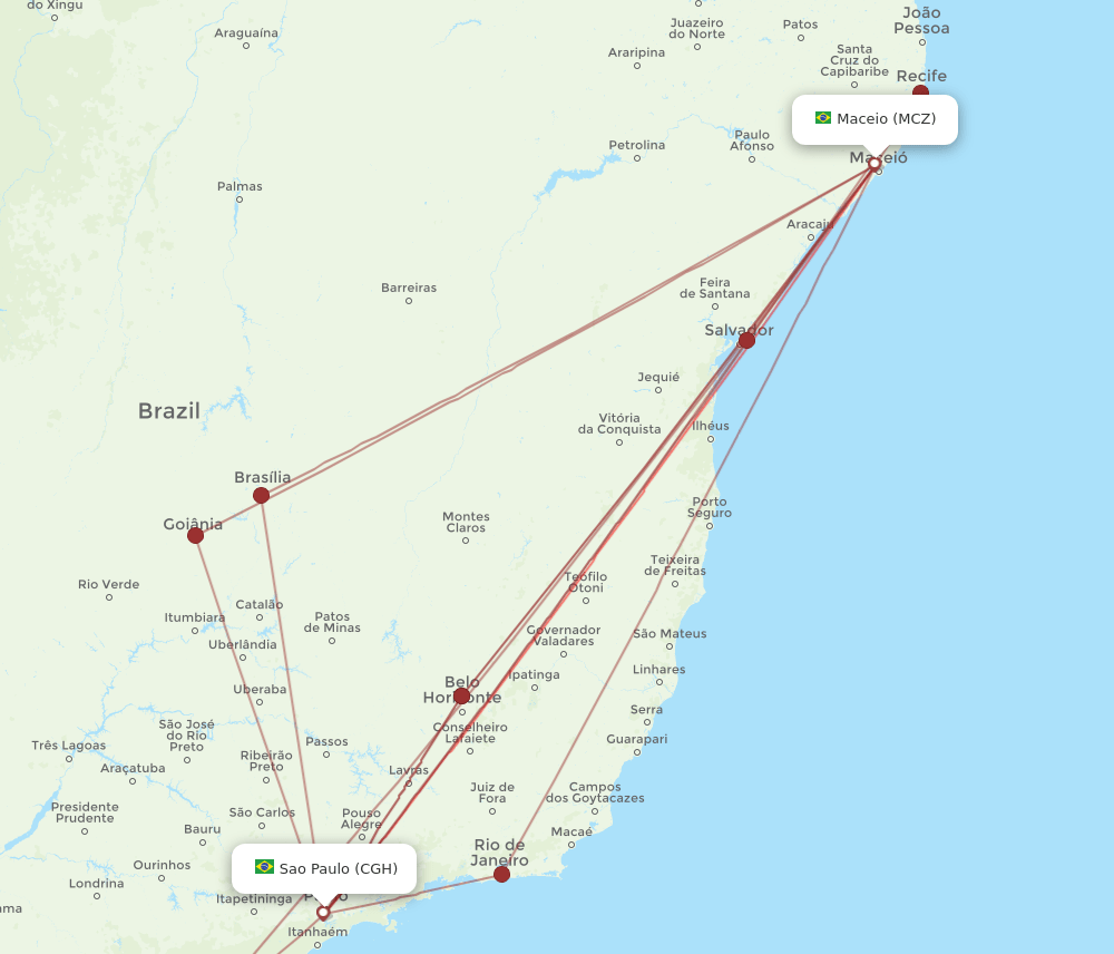 CGH-MCZ flight routes