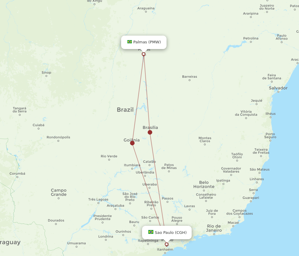 CGH-PMW flight routes