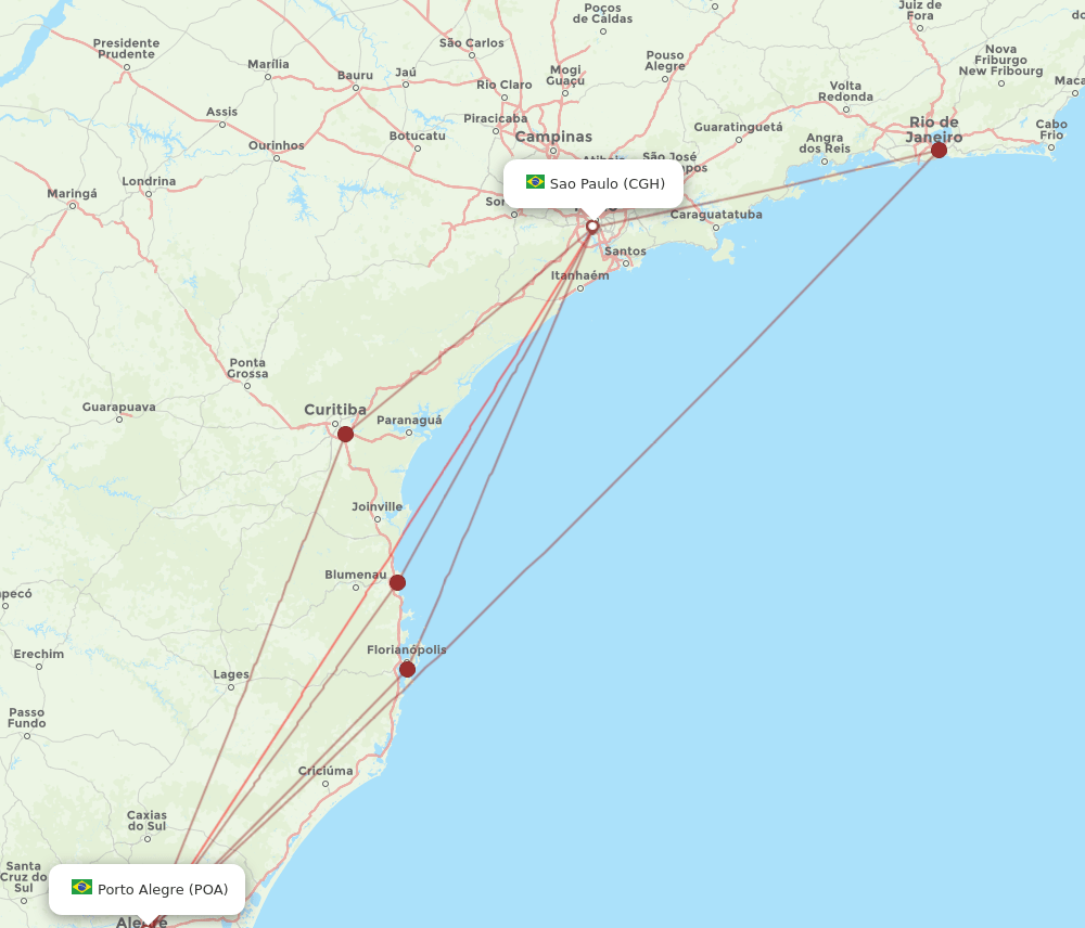 CGH to POA flights and routes map