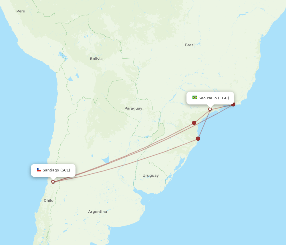 CGH to SCL flights and routes map