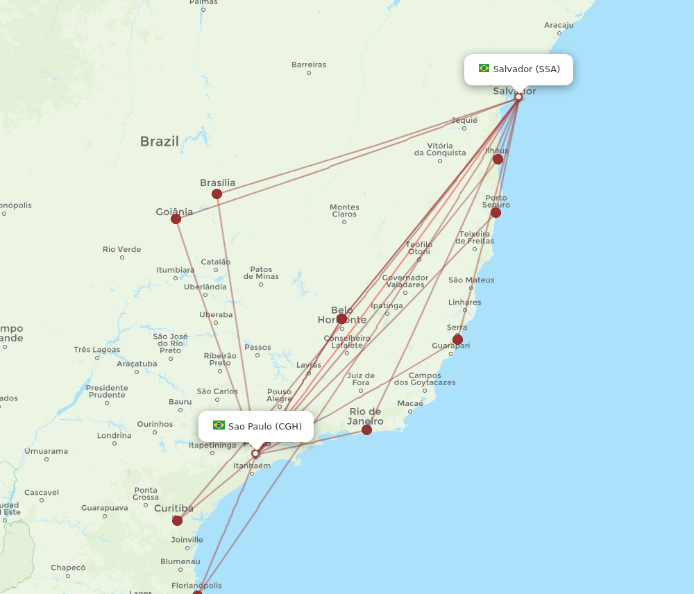 CGH to SSA flights and routes map