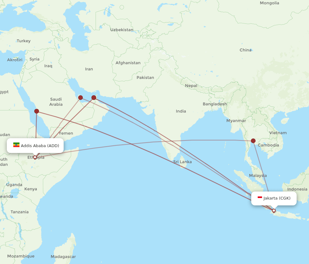 CGK-ADD flight routes