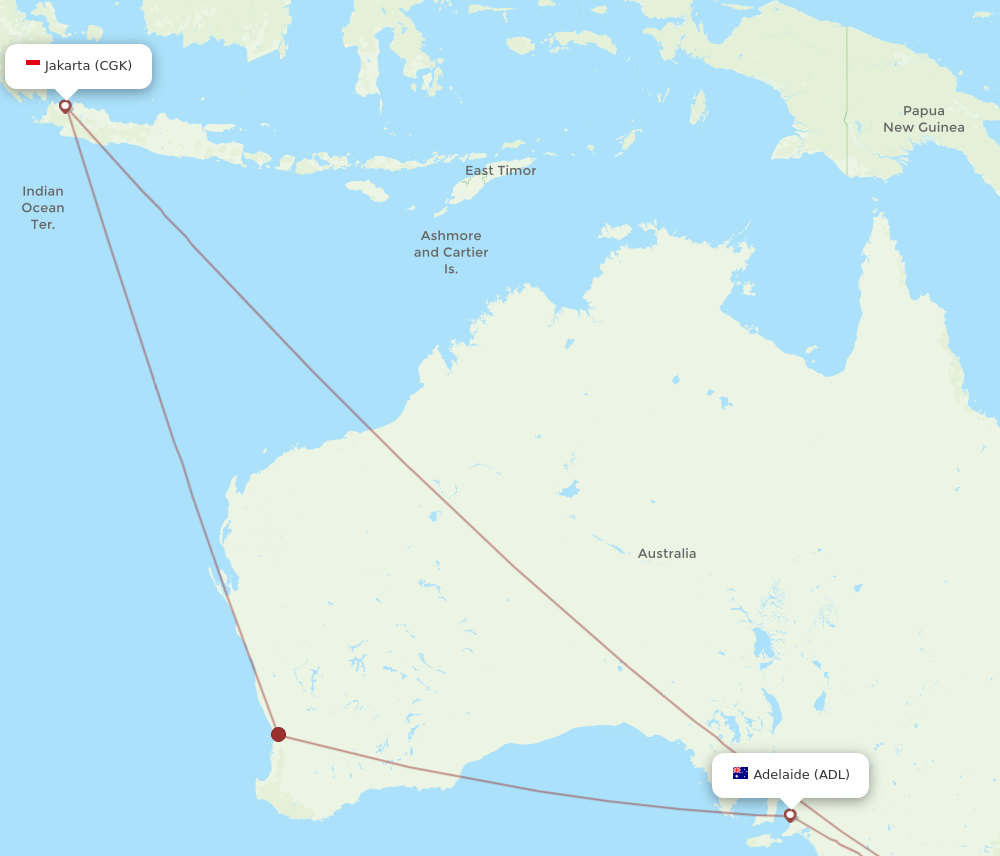 CGK to ADL flights and routes map