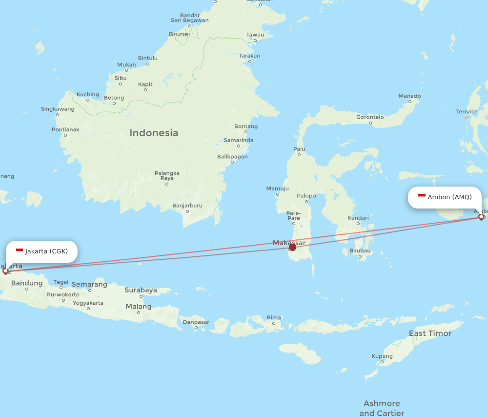 CGK to AMQ flights and routes map