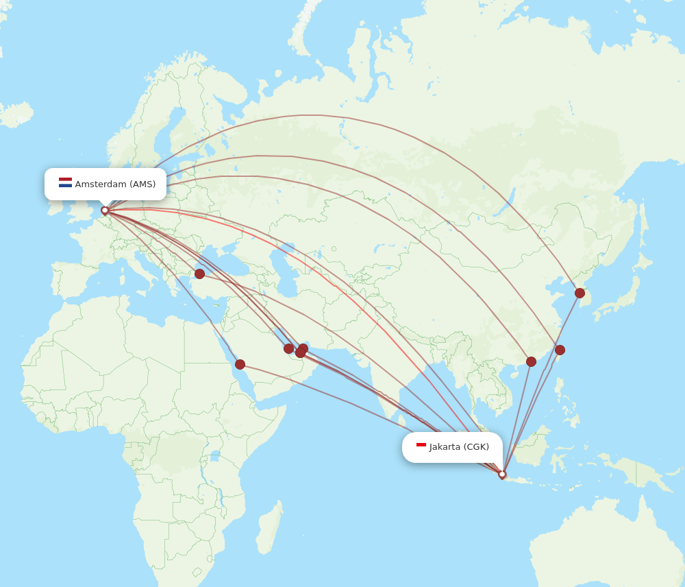 CGK to AMS flights and routes map