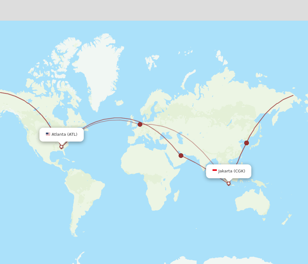 CGK to ATL flights and routes map