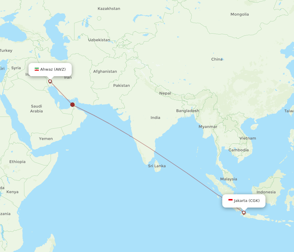 CGK-AWZ flight routes