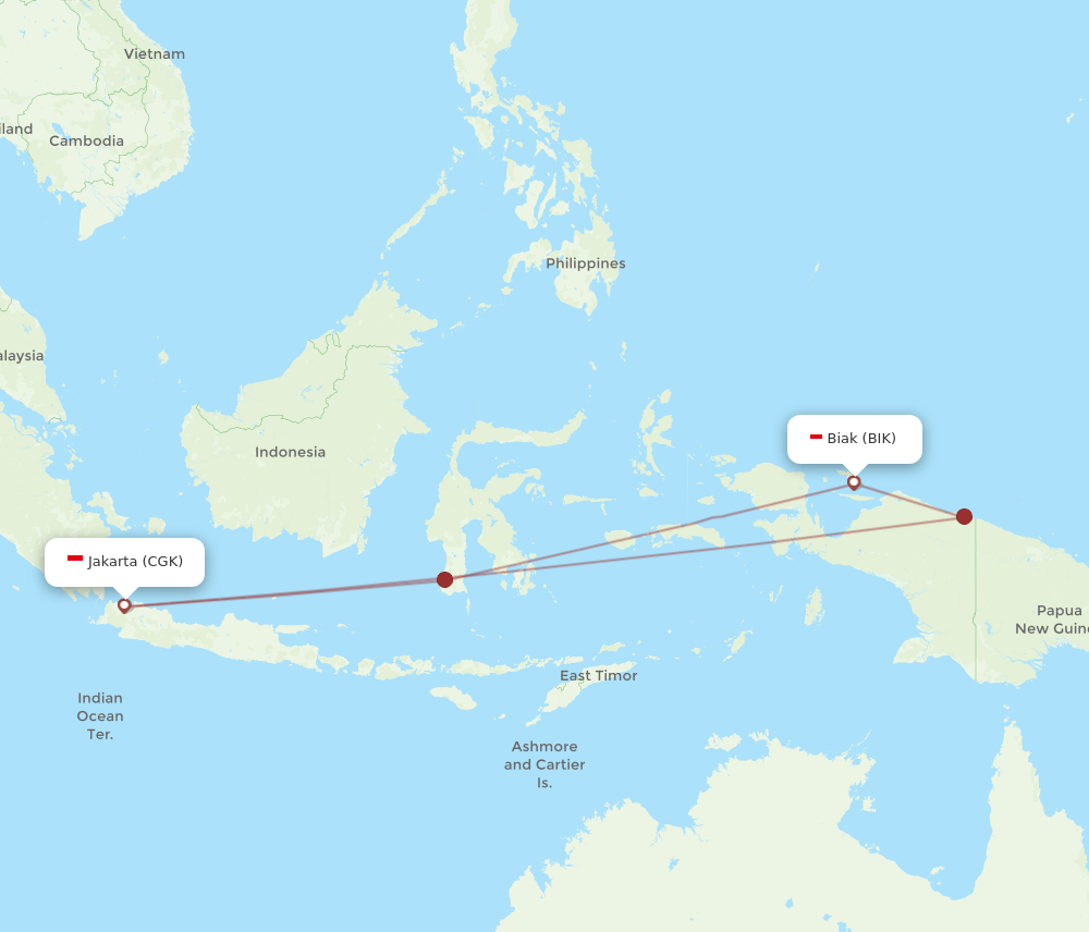 CGK-BIK flight routes