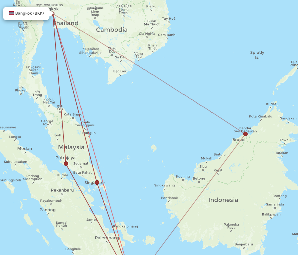 CGK to BKK flights and routes map