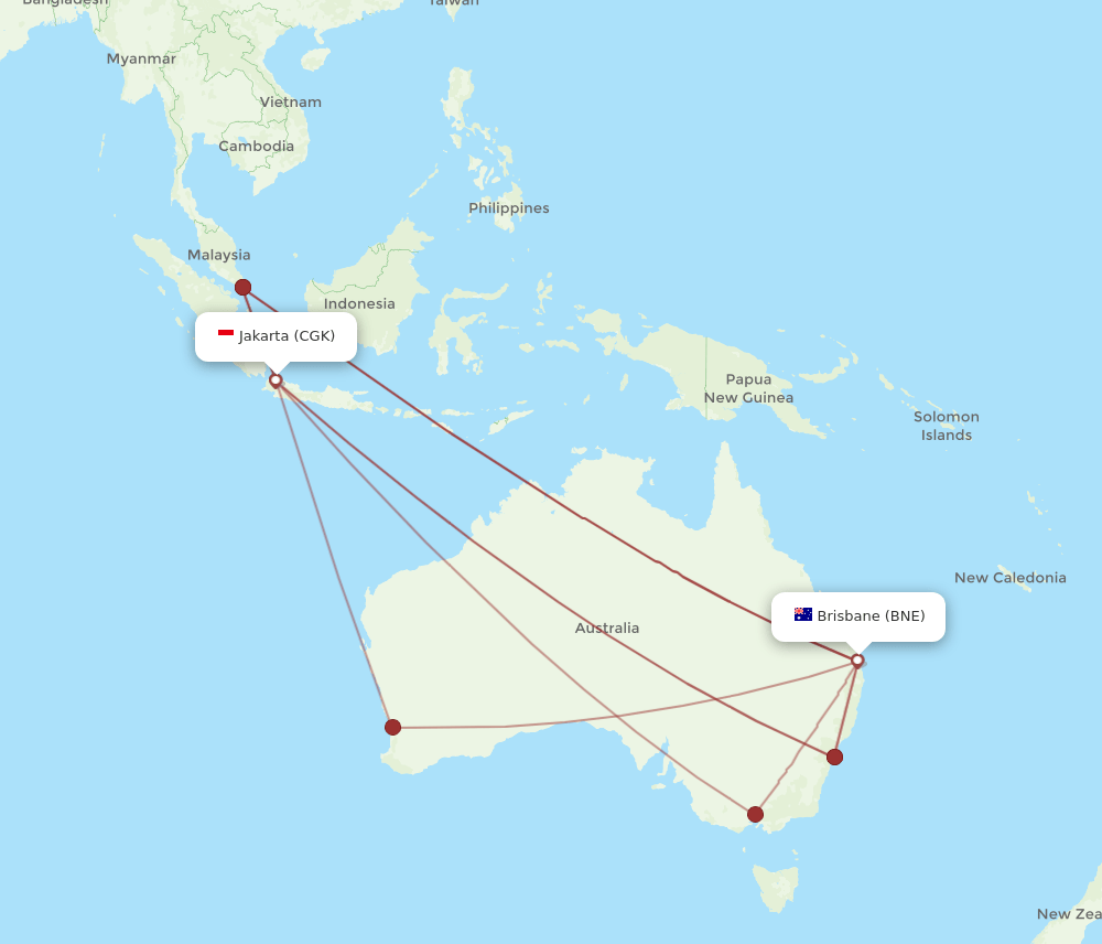 CGK-BNE flight routes